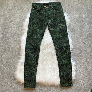 Zara Green Paisley Print Jeans